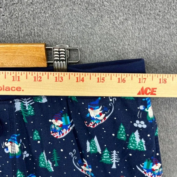 Lands End Gnome Skiing Christmas Pajama Pants Joggers Navy Blue Size‎ L 36 38 - Picture 7 of 14